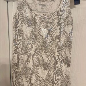 Old Navy Beige Snake Print Sequin Tank